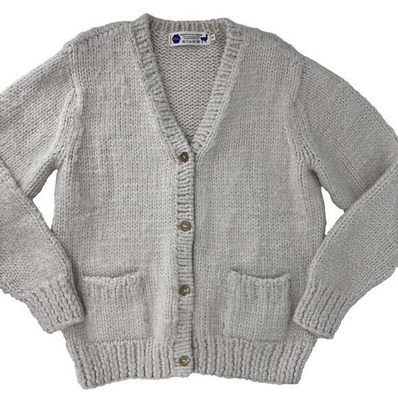 Industry Of All Nations Sweaters - Industry Of All Nations Undyed Alpaca Hand-Knit Cardigan Size Medium Heavy Horn